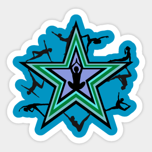 Exercise Figures on a Multicolored Star Sticker